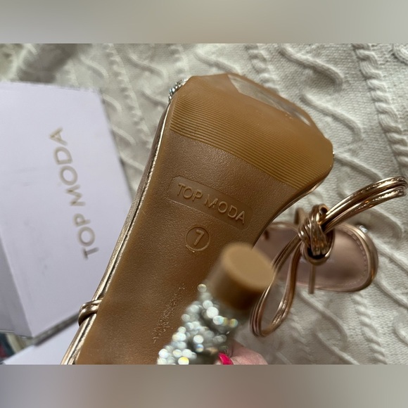 Top Moda Bridget Rose Gold Tie Up Ankle sandal Heel Women’s Size 7 - Picture 3 of 14